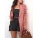 Women Solid Korean Business Style Simple V  Neck Button Cardigan