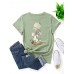 Women Cartoon Little Girl Graphic Print Multicolor Short Sleeve Casual T  Shirt