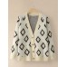 Women Argyle Pattern Geometric Knitted Casual Animated Button Cardigan